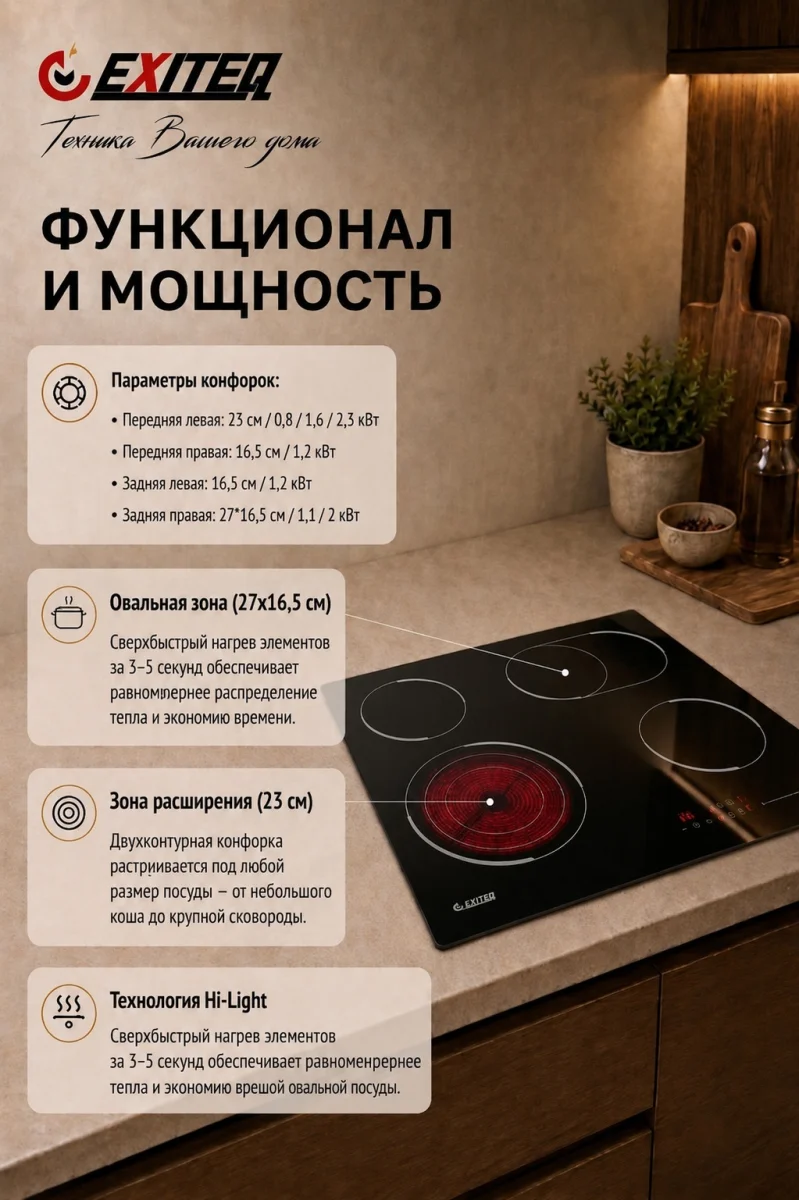 Встр-ая варочная электр. поверхность EXITEQ EXH-511СB, , шт 3